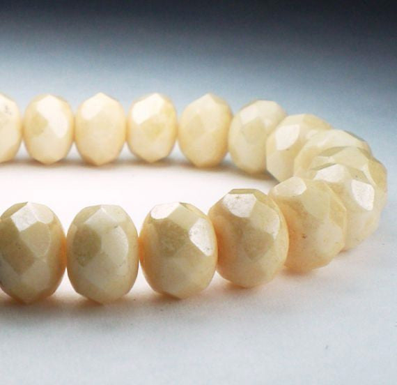 Bone Czech Glass Beads 6x8mm Faceted Rondelle Beads 10 Pcs. RON8-845