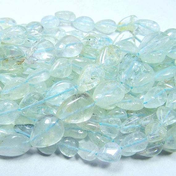 Teardrop Aquamarine Beads - Full Strand