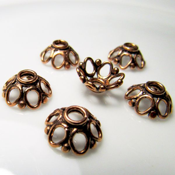 9mm Decorative Solid Copper Bead Caps GC-398