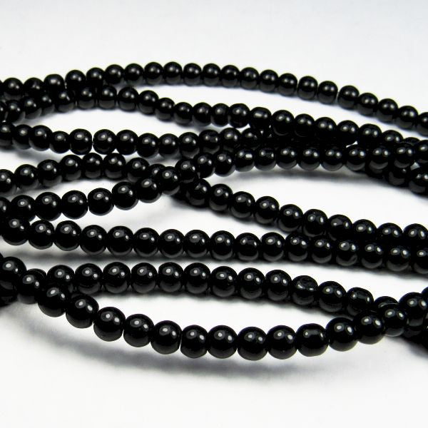 4.6mm Black Onyx Beads - Round Black Beads - Full Strand 100+ Beads