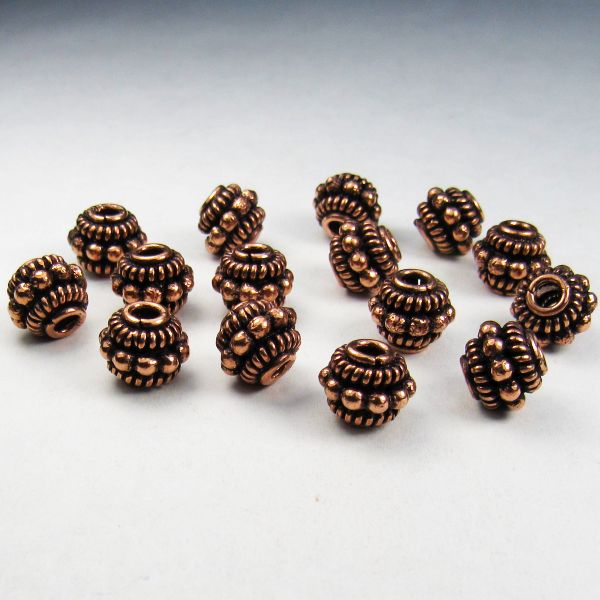 Solid Copper 9mm Large Hole Spacer Beads 15 pcs. GC-323-A