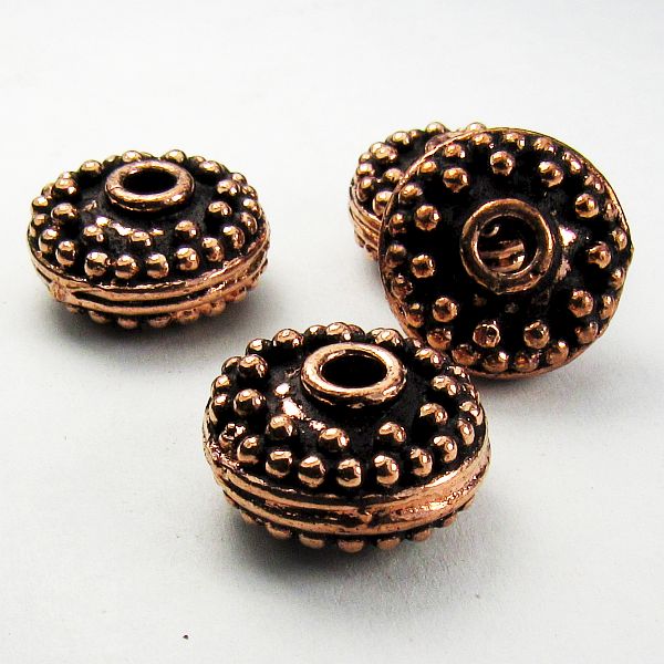 14mm Genuine Copper Coin Bead, Large Hole Copper Bead 4 pcs. GC-370