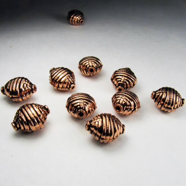 Solid Copper Hive Lined Beads 8 pcs. GC-380