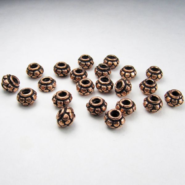 Solid Copper Large Hole Rondelle Beads 20 pcs. GC-383