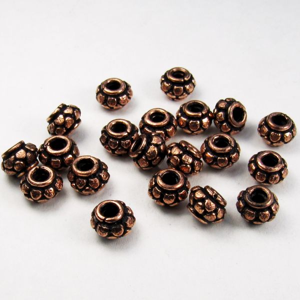Solid Copper Large Hole Rondelle Beads 20 pcs. GC-383