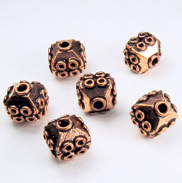 Genuine Copper Large Hole Faceted Bicone Beads 4 pcs. GC-385