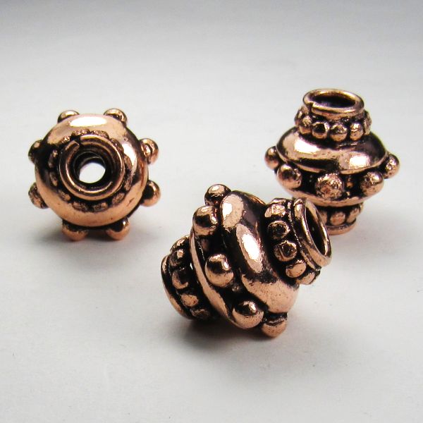 Incredible Genuine Copper Beads 15mm Focal Beads Large Hole Beads 3 pcs. GC-355