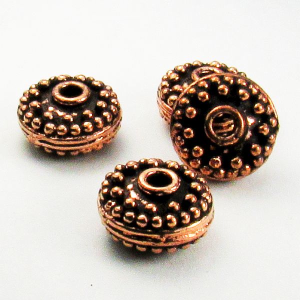 14mm Genuine Copper Coin Bead, Large Hole Copper Bead 4 pcs. GC-370