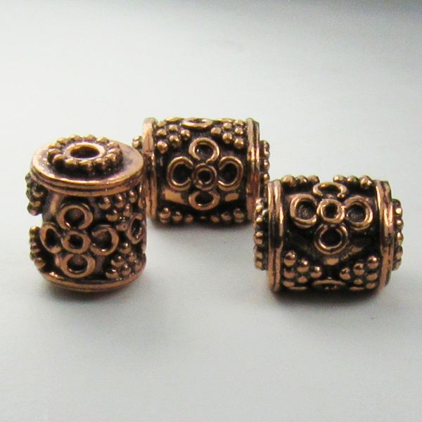 Solid Copper Large Hole Bead 14.5mm Copper Drum Bead 3 pcs. GC-352
