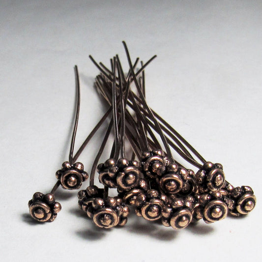 Genuine Copper Decorative Flower Head Pins 3 Inch GC-374
