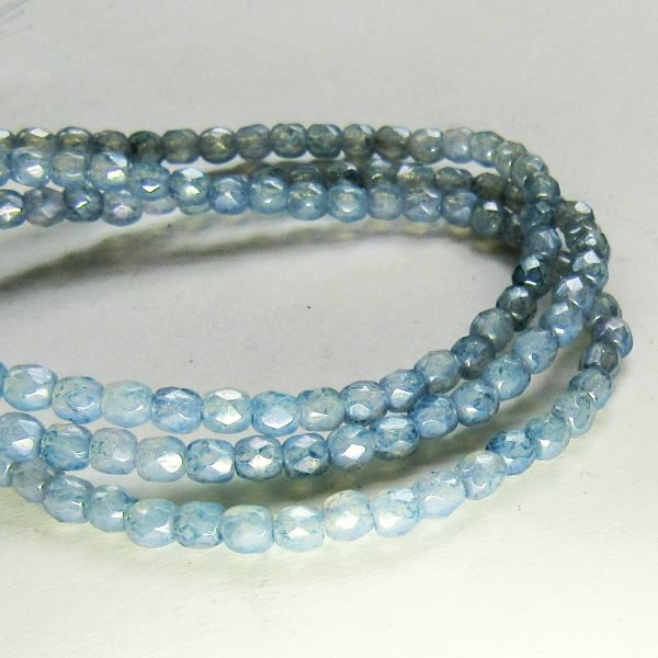 Denim Blue Czech Glass Fire Polished 3mm Faceted Round Beads 100 pcs. 3mm/038