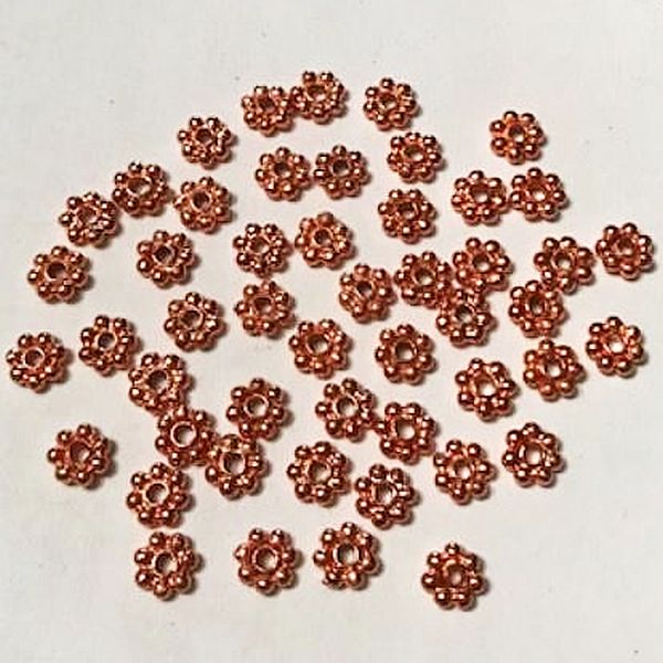 6mm Solid Copper Daisy Spacer Bead, Bright Copper Bead GC-117-B