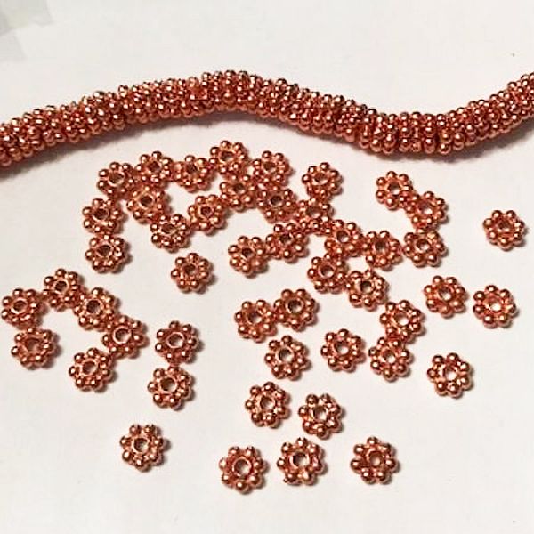 6mm Solid Copper Daisy Spacer Bead, Bright Copper Bead GC-117-B