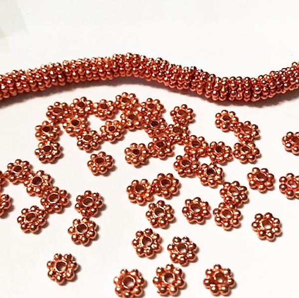 6mm Solid Copper Daisy Spacer Bead, Bright Copper Bead GC-117-B