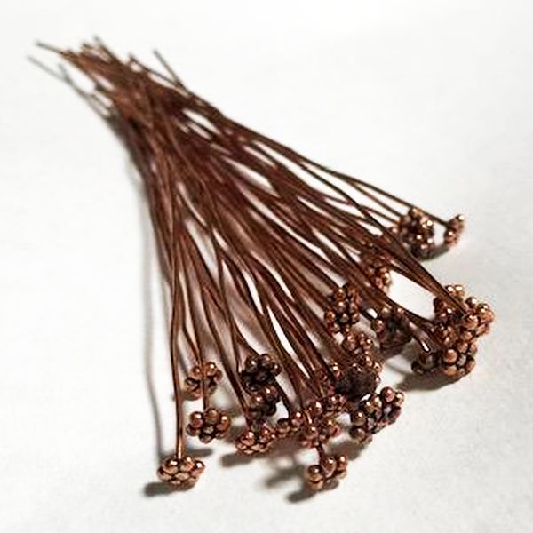 Genuine Copper 3-inch Flower Headpins 15 pcs GC-155