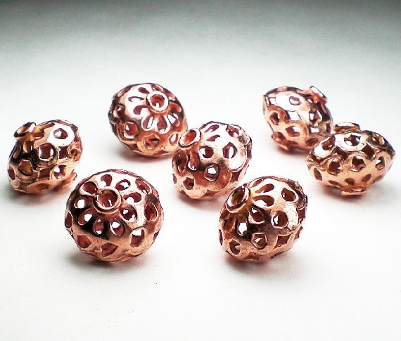 Genuine Copper Saucer Beads 14mm 7pcs. GC-313