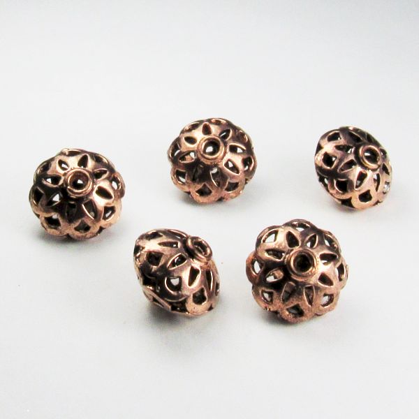 Genuine Copper Saucer Beads 14mm 7pcs. GC-313