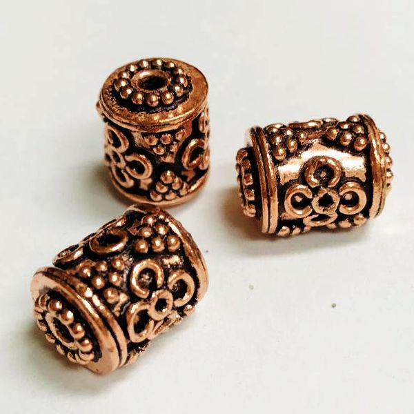 Solid Copper Large Hole Bead 14.5mm Copper Drum Bead 3 pcs. GC-352