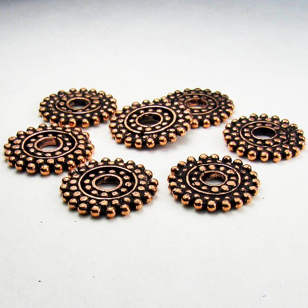 16mm Genuine Copper Disc Bead, Large Hole Copper Bead 4 pcs. GC-371