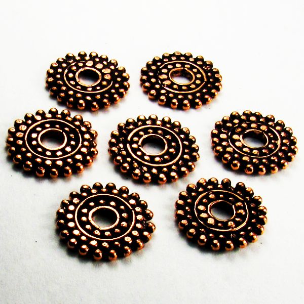 16mm Genuine Copper Disc Bead, Large Hole Copper Bead 4 pcs. GC-371