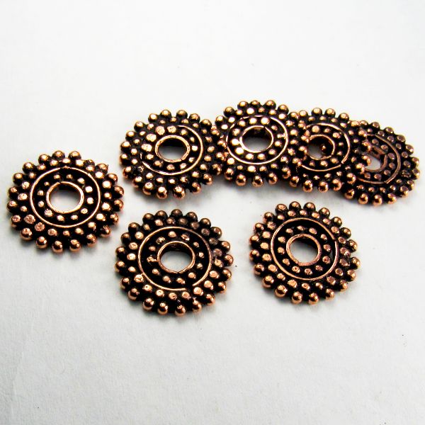 16mm Genuine Copper Disc Bead, Large Hole Copper Bead 4 pcs. GC-371