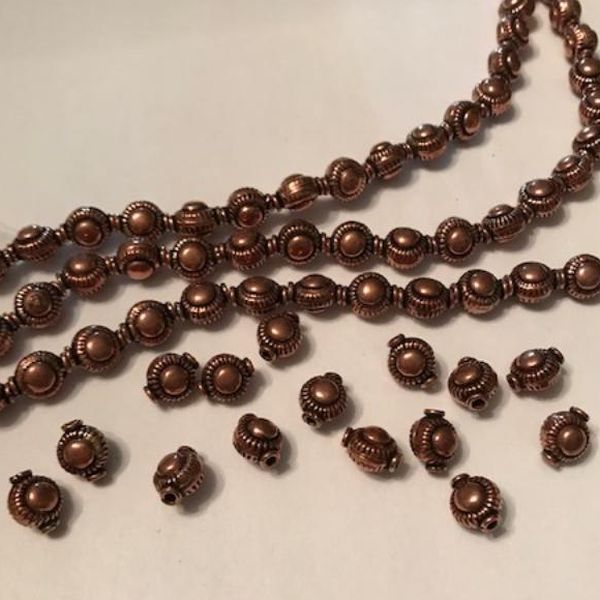 10mm Embossed Genuine Copper Bead 15 pcs. GC-395