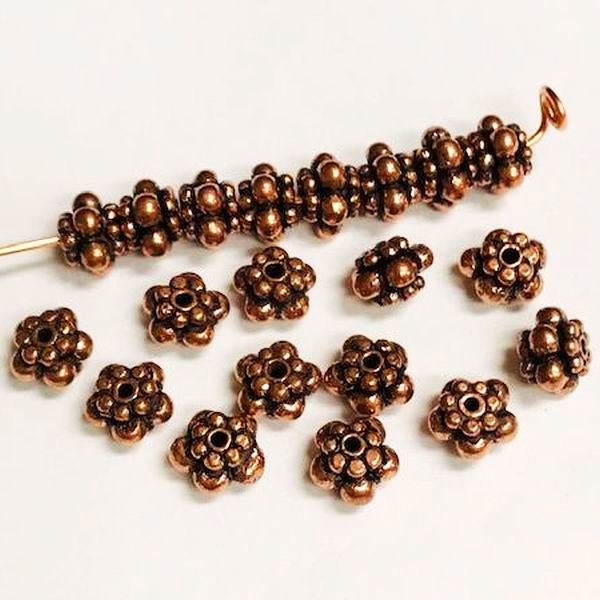 8mm 8pc Copper Beads for Jewelry Making, Bali Style Antique Copper Spacer  Beads, Hearts and Rings, Jewelry Findings 
