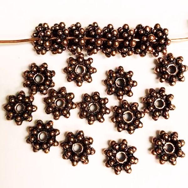 Fancy Triple Daisy Spacer Beads, 9mm Genuine Copper Beads GC-404