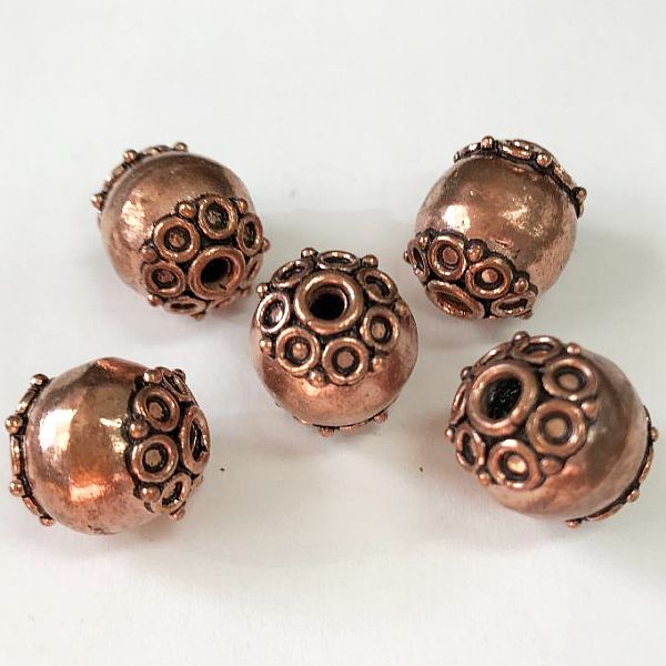 Large Genuine Copper Beads Large Hole Beads 15.5mm 5 pcs. GC-406