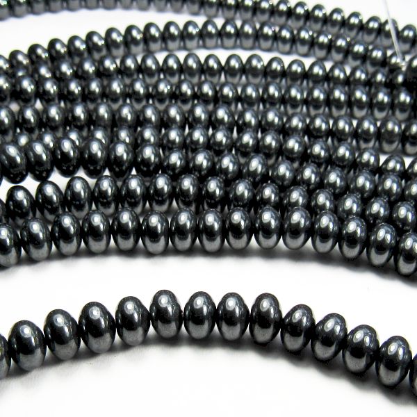 6mm Hematite Rondelle Beads Black Gemstone 8-1/4 In. Strand hem/rondelle