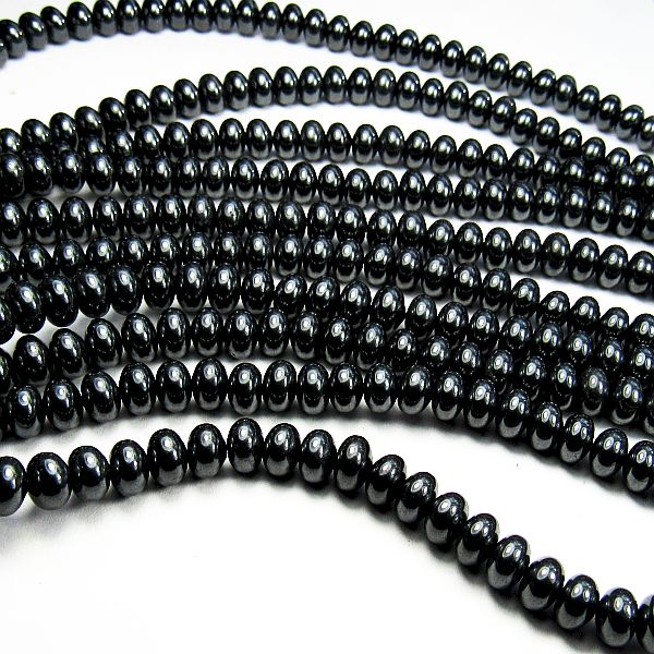 6mm Hematite Rondelle Beads Black Gemstone 8-1/4 In. Strand hem/rondelle