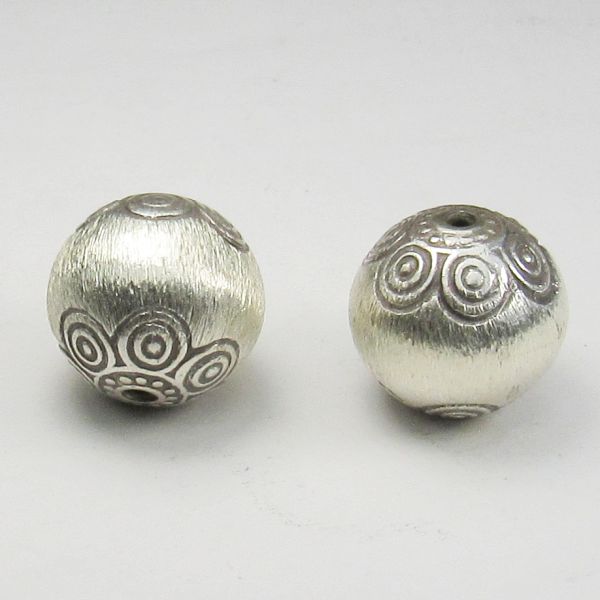Fine Silver Focal Bead Karen Hill Tribe Bead Brushed Silver Bead Flower Designs HT-314