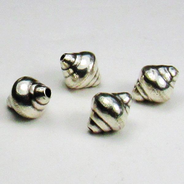 Shell Beads Karen Hill Tribe Fine Silver Shell Bead Bicone Bead 3 pcs. HT-318