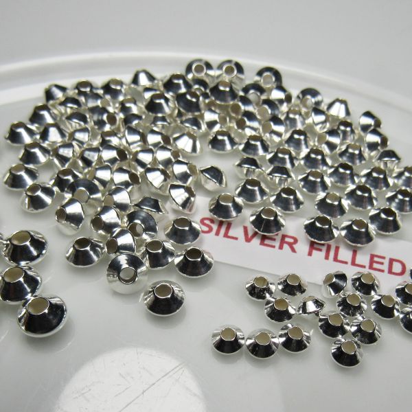Silver Filled Rombo Bicone Beads 4, 5 or 6mm Choose Your Size 20 pcs. SF-303