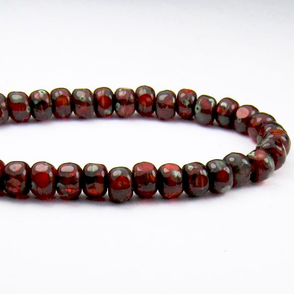 Czech Glass Picasso Trica Beads, 5mm Red Tri-cut Beads 50 Pcs. TR-1197