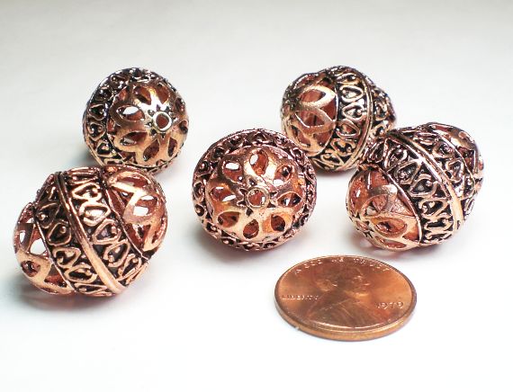 Stunning Genuine Copper Focal Beads 21.5mm 2 pcs. GC-226