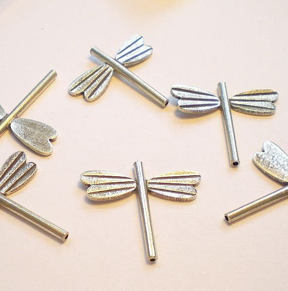 23mm Karen Hill Tribe Stamped Dragonfly Tube Beads 2 pcs. HT-265 - Royal Metals Jewelry Supply