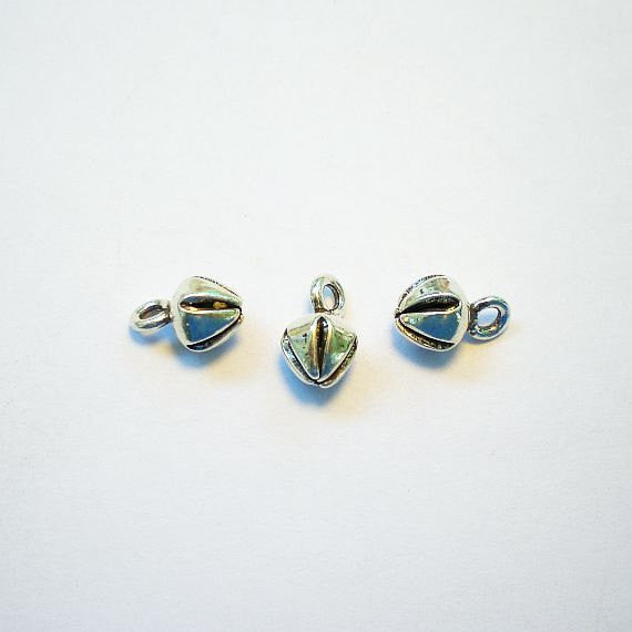 Closed Lotus Blossom Flower Charms Karen Hill Tribe Thai Silver Fine Silver Charms 11mm 3 pcs. HT-274
