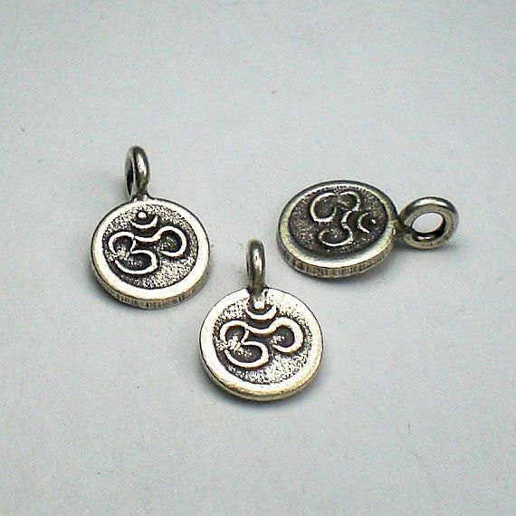 8.6mm OM Yoga Charm Karen Hill Tribe Fine Silver 3 pcs. HT-303