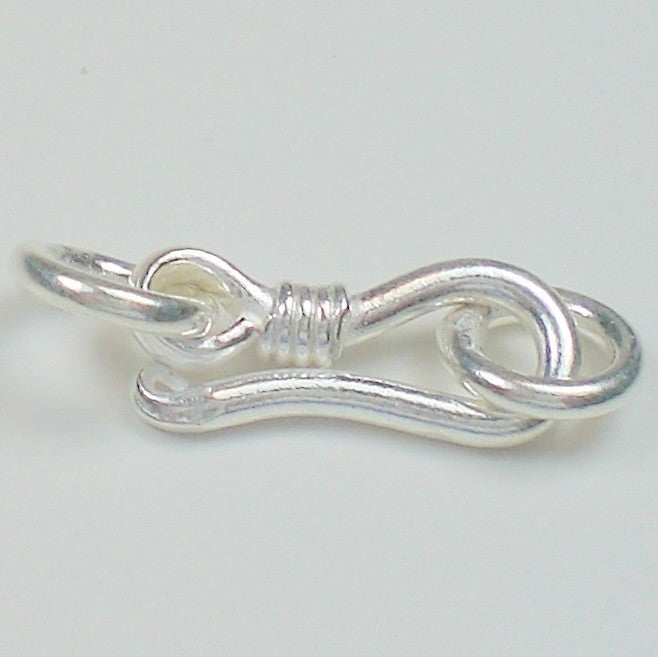 S-Hook sterling silver clasp wire wrapped - solid silver findings - with