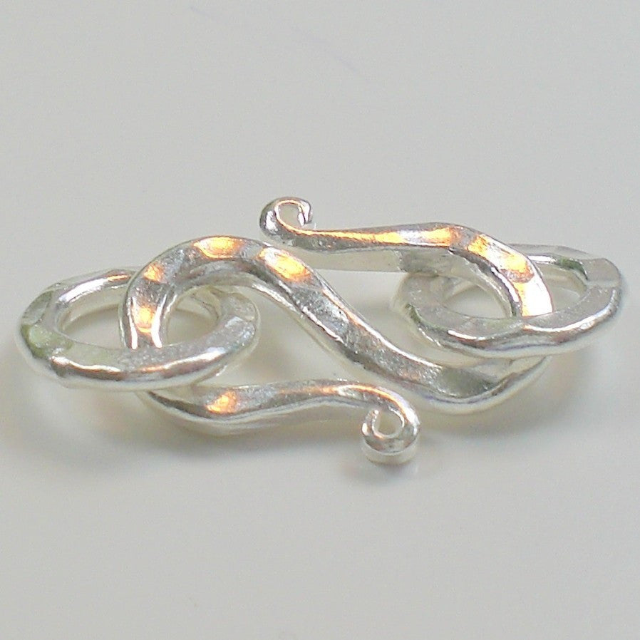 Bright Fine Silver Hammered S Clasp Karen Hill Tribe 1 Clasp Set HT-149
