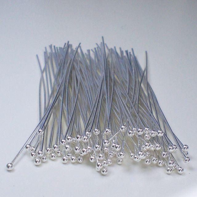 Ball Headpins 24 ga Sterling Silver 2 inch 50mm Head Pins HP-107