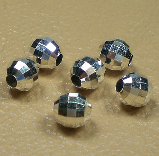 5mm Sterling Silver Round Mirror Beads 6 pcs S-137 - Royal Metals Jewelry Supply
