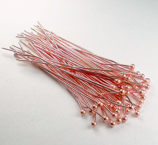 1.5 inch Genuine Copper Ball Headpins 24 ga 38mm 50 pcs. GC-171 - Royal Metals Jewelry Supply