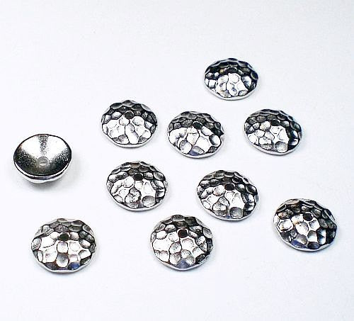 Rhodium, Gold or Copper Finish 9mm Hammered Large Textured Bead Caps Choose Your Finish 10 pcs. TierraCast 94-5663