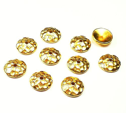Rhodium, Gold or Copper Finish 9mm Hammered Large Textured Bead Caps Choose Your Finish 10 pcs. TierraCast 94-5663