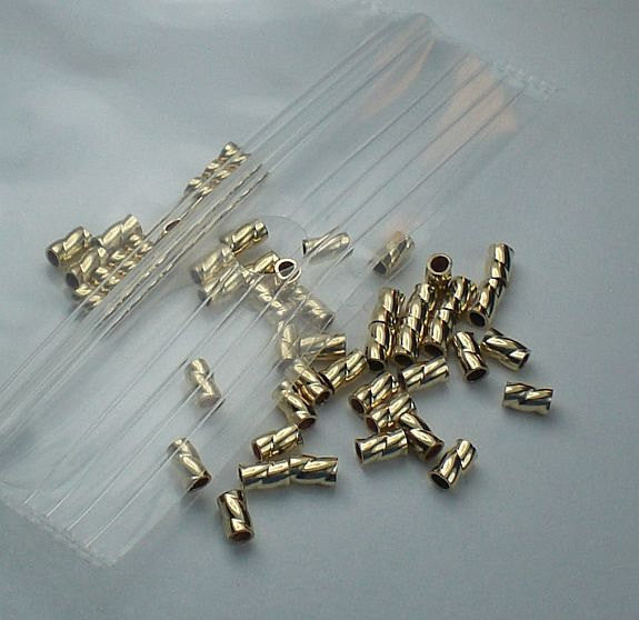 50 Piece, 3x3mm Crimp Beads, Gold Crimp Tubes, Large 14kt Gold Filled Crimping  Beads, Jewelry Tubing, Finish Jewelry Ends, Big Crimps 