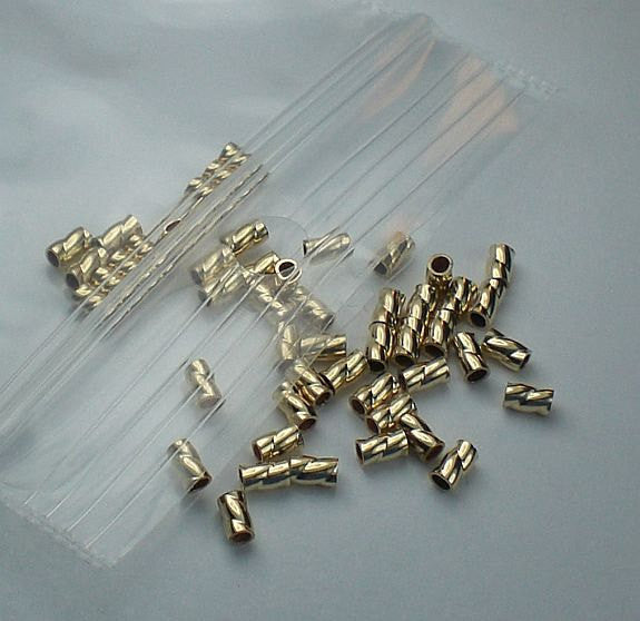 Gold Filled Twisted Crimp Tube 2x3 mm Fancy Crimp Bead GF-118