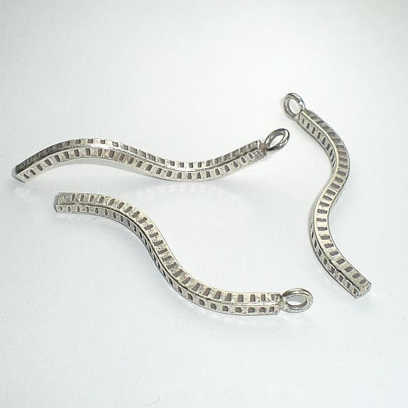 Karen Hill Tribe Pendant or Earring 40mm Curved Fine Silver 1 pc. HT-162