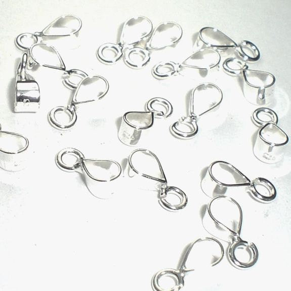 Small Shiny Sterling Silver Bails 5 pcs. B-102